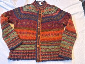 Appleseeds button up knit long sleeve vintage sweater/cardigan women Petite M
